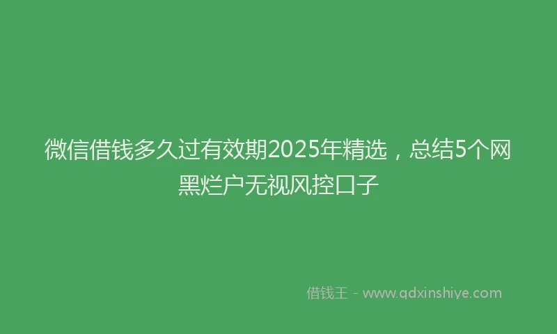 微信借钱多久过有效期2025年精选，总结5个网黑烂户无视风控口子