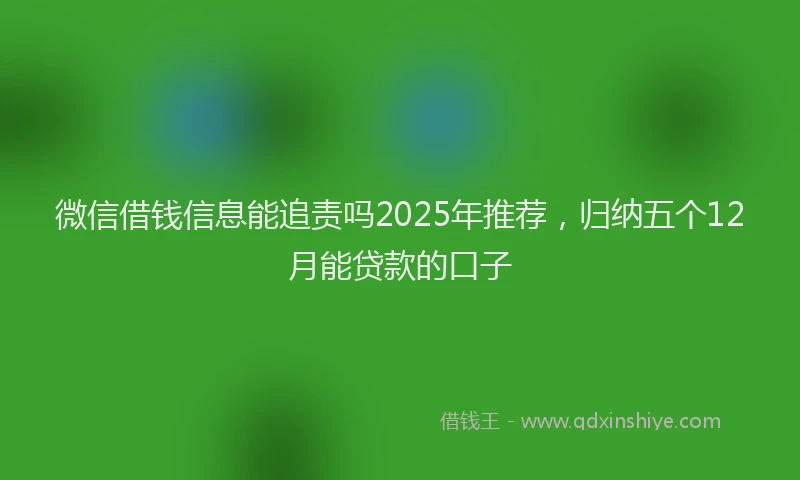 微信借钱信息能追责吗2025年推荐，归纳五个12月能贷款的口子