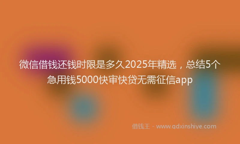 微信借钱还钱时限是多久2025年精选，总结5个急用钱5000快审快贷无需征信app