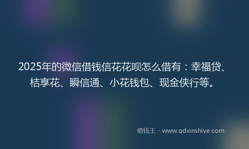 2025年的微信借钱信花花呗怎么借有：幸福贷、桔享花、瞬信通、小花钱包、现金侠行等。