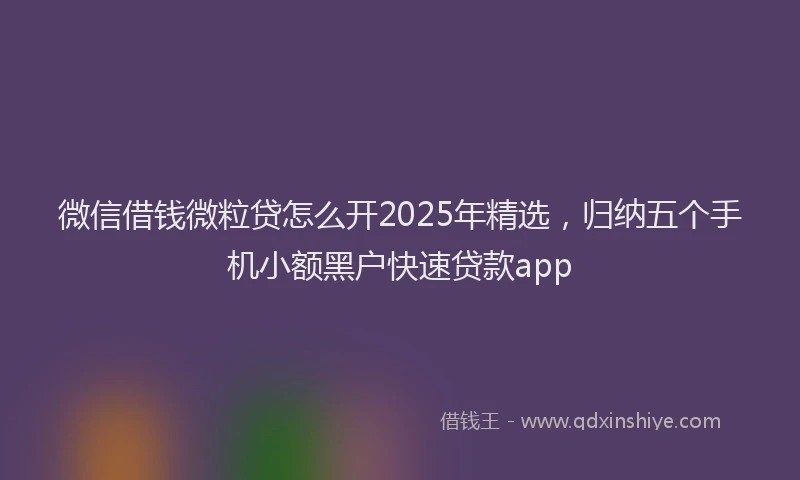 微信借钱微粒贷怎么开2025年精选，归纳五个手机小额黑户快速贷款app