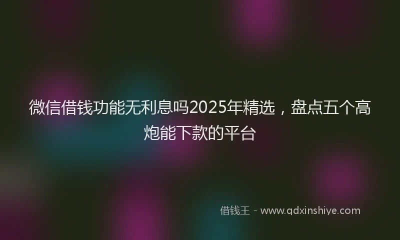 微信借钱功能无利息吗2025年精选，盘点五个高炮能下款的平台