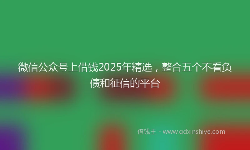 微信公众号上借钱2025年精选，整合五个不看负债和征信的平台