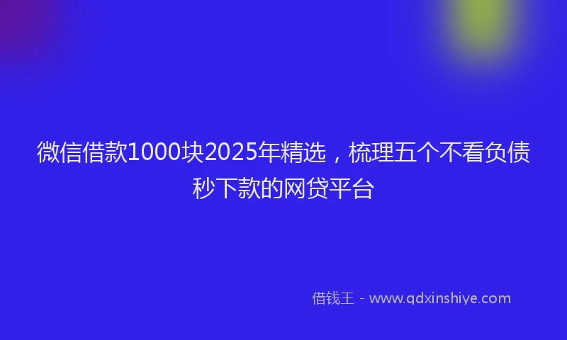 微信借款1000块2025年精选，梳理五个不看负债秒下款的网贷平台