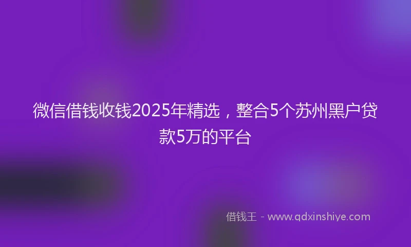微信借钱收钱2025年精选，整合5个苏州黑户贷款5万的平台