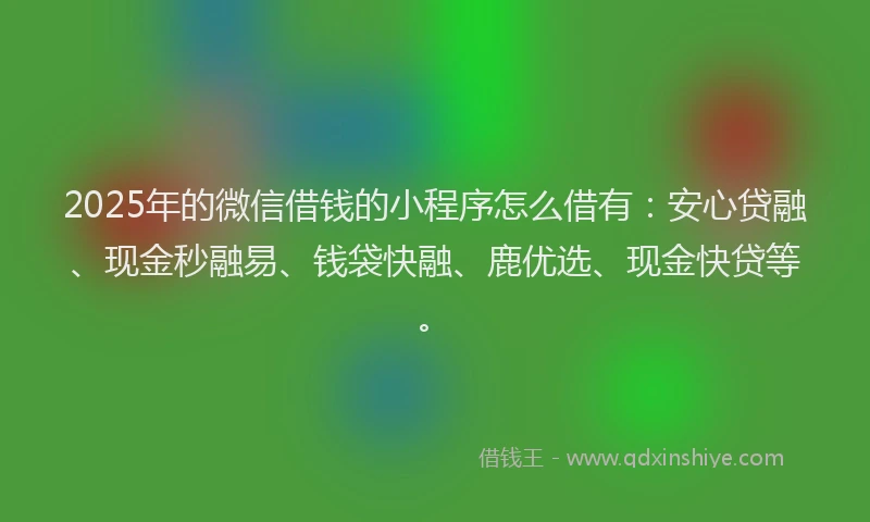 2025年的微信借钱的小程序怎么借有：安心贷融、现金秒融易、钱袋快融、鹿优选、现金快贷等。