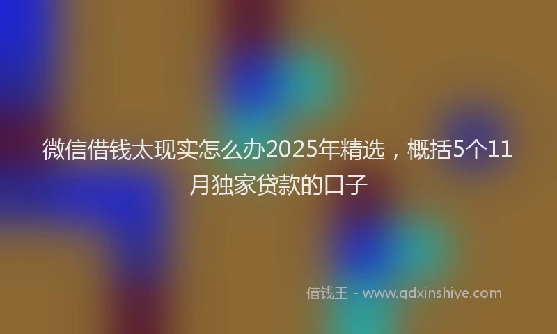 微信借钱太现实怎么办2025年精选，概括5个11月独家贷款的口子