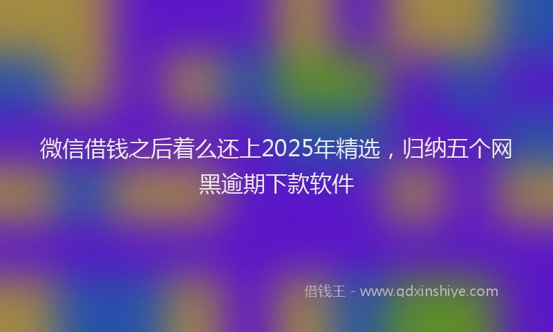 微信借钱之后着么还上2025年精选，归纳五个网黑逾期下款软件