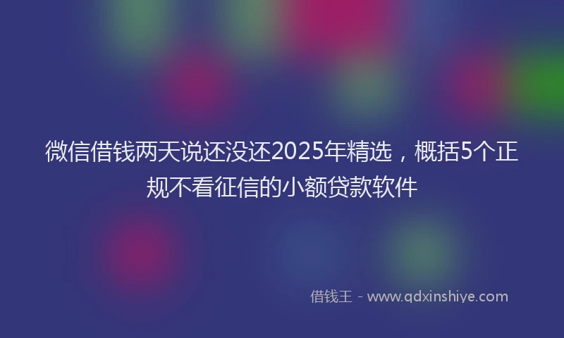 微信借钱两天说还没还2025年精选，概括5个正规不看征信的小额贷款软件