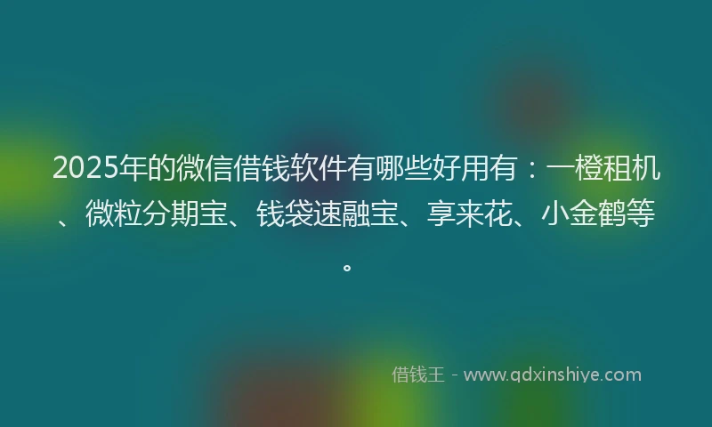 2025年的微信借钱软件有哪些好用有：一橙租机、微粒分期宝、钱袋速融宝、享来花、小金鹤等。