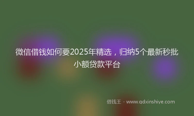 微信借钱如何要2025年精选，归纳5个最新秒批小额贷款平台