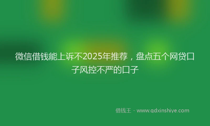 微信借钱能上诉不2025年推荐，盘点五个网贷口子风控不严的口子