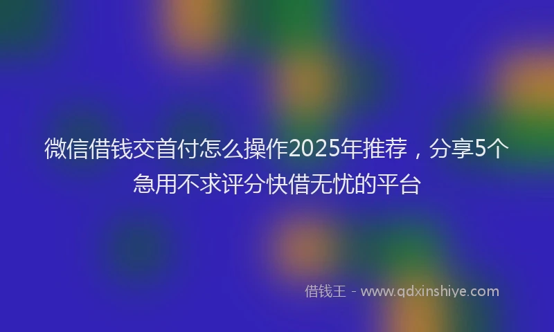 微信借钱交首付怎么操作2025年推荐，分享5个急用不求评分快借无忧的平台