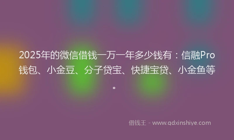 2025年的微信借钱一万一年多少钱有：信融Pro钱包、小金豆、分子贷宝、快捷宝贷、小金鱼等。
