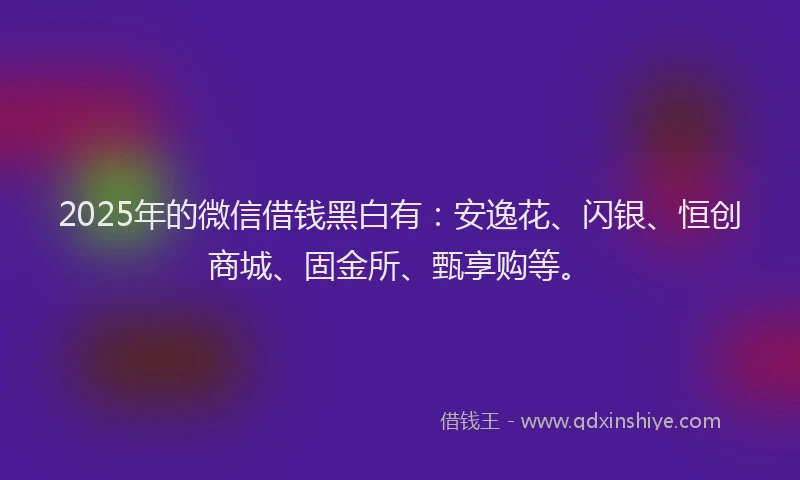 2025年的微信借钱黑白有：安逸花、闪银、恒创商城、固金所、甄享购等。