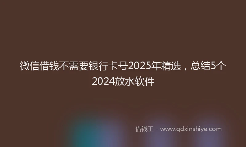 微信借钱不需要银行卡号2025年精选，总结5个2024放水软件