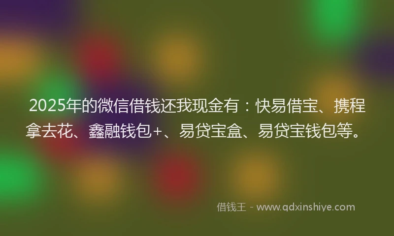 2025年的微信借钱还我现金有：快易借宝、携程拿去花、鑫融钱包+、易贷宝盒、易贷宝钱包等。