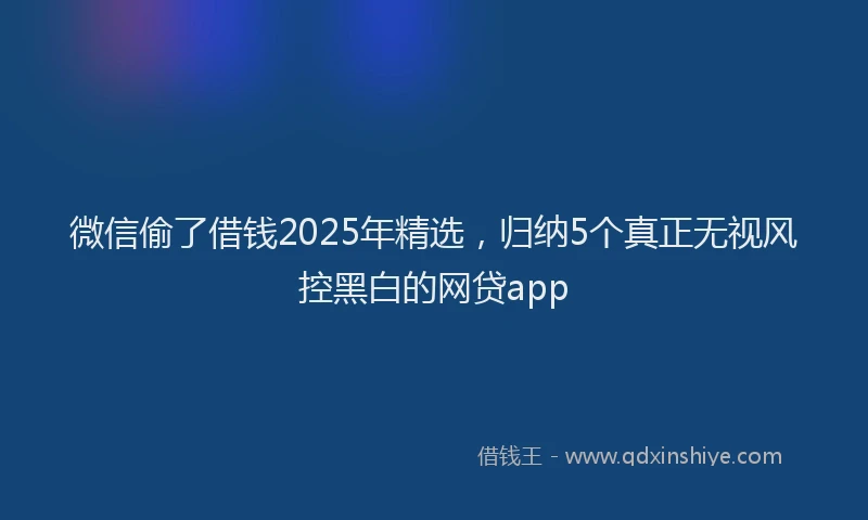 微信偷了借钱2025年精选，归纳5个真正无视风控黑白的网贷app