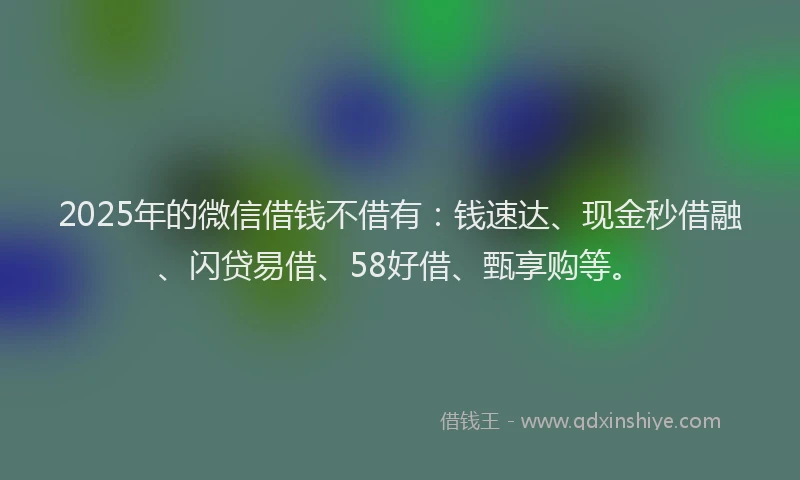 2025年的微信借钱不借有：钱速达、现金秒借融、闪贷易借、58好借、甄享购等。