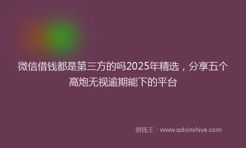 微信借钱都是第三方的吗2025年精选，分享五个高炮无视逾期能下的平台