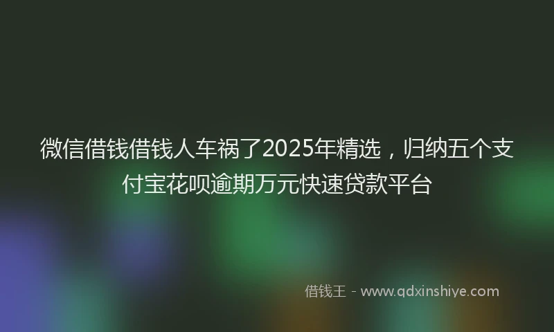 微信借钱借钱人车祸了2025年精选，归纳五个支付宝花呗逾期万元快速贷款平台