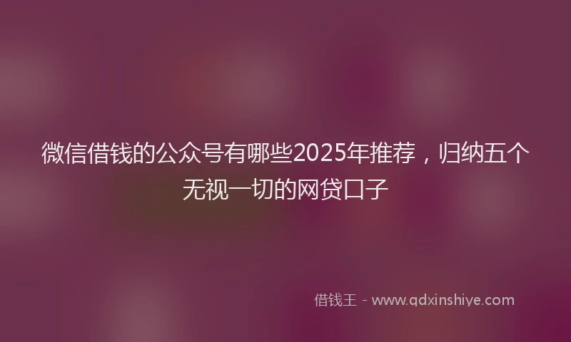 微信借钱的公众号有哪些2025年推荐，归纳五个无视一切的网贷口子