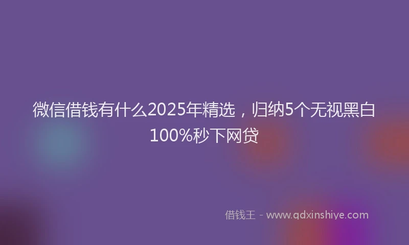 微信借钱有什么2025年精选，归纳5个无视黑白100%秒下网贷