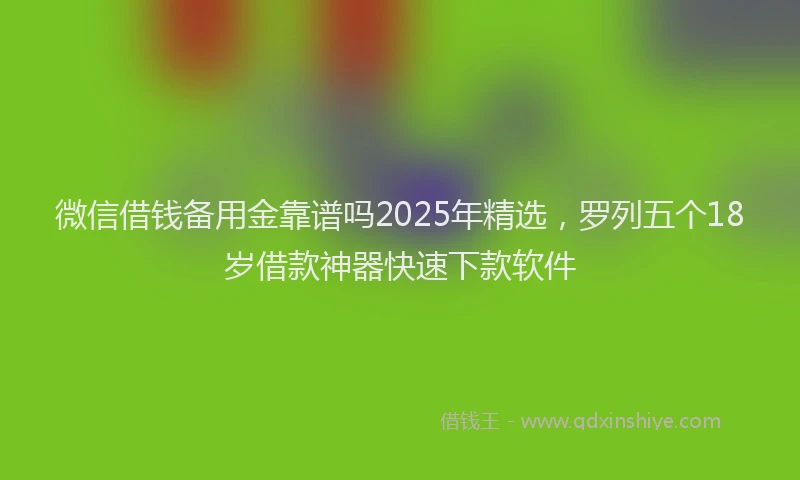 微信借钱备用金靠谱吗2025年精选，罗列五个18岁借款神器快速下款软件