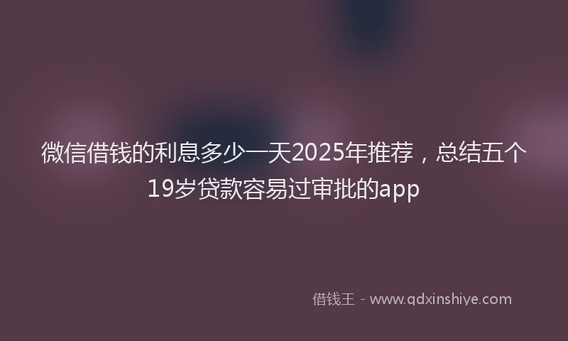 微信借钱的利息多少一天2025年推荐，总结五个19岁贷款容易过审批的app