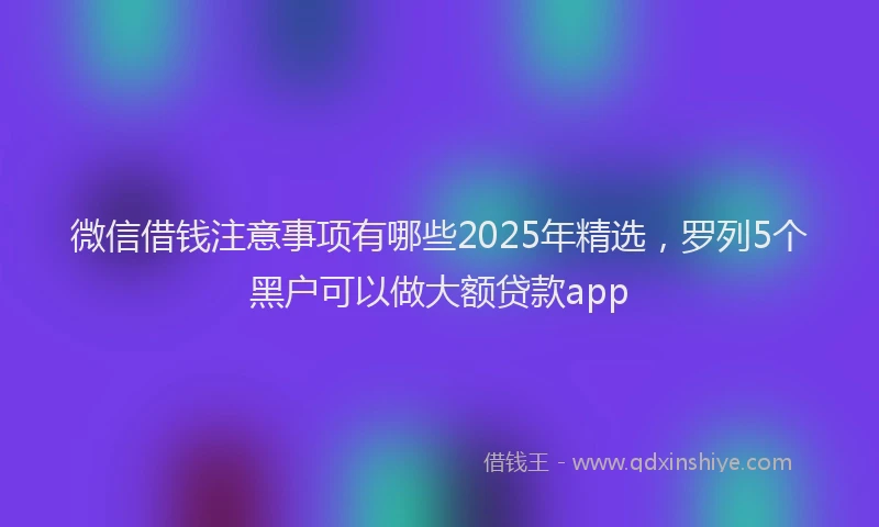 微信借钱注意事项有哪些2025年精选，罗列5个黑户可以做大额贷款app