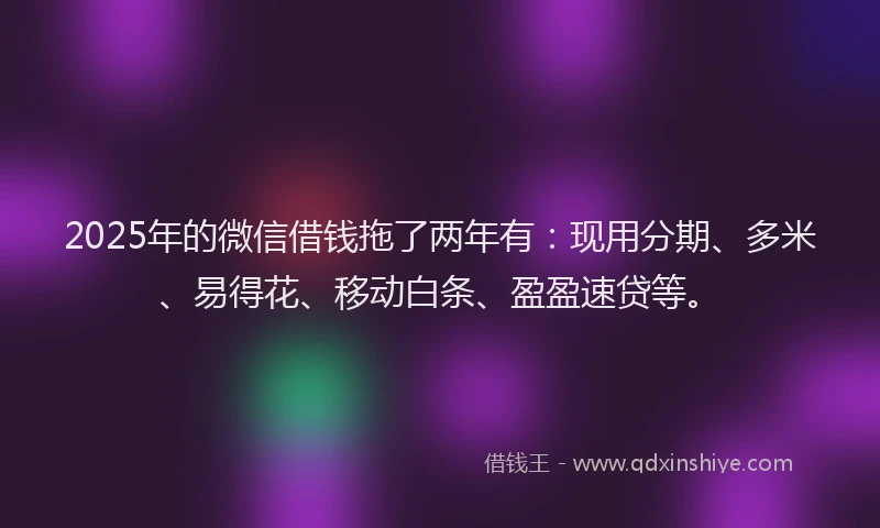 2025年的微信借钱拖了两年有：现用分期、多米、易得花、移动白条、盈盈速贷等。