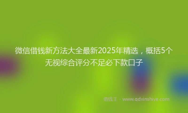 微信借钱新方法大全最新2025年精选，概括5个无视综合评分不足必下款口子