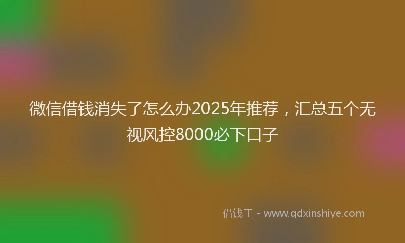 微信借钱消失了怎么办2025年推荐，汇总五个无视风控8000必下口子