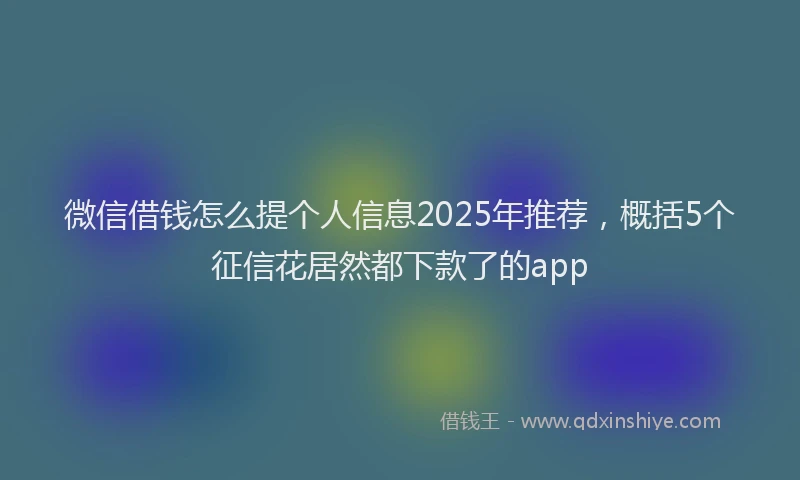 微信借钱怎么提个人信息2025年推荐，概括5个征信花居然都下款了的app