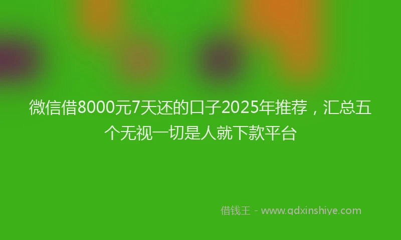 微信借8000元7天还的口子2025年推荐，汇总五个无视一切是人就下款平台
