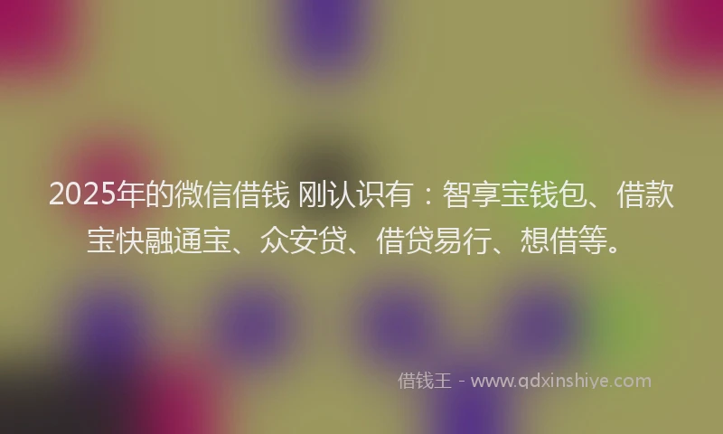 2025年的微信借钱 刚认识有：智享宝钱包、借款宝快融通宝、众安贷、借贷易行、想借等。