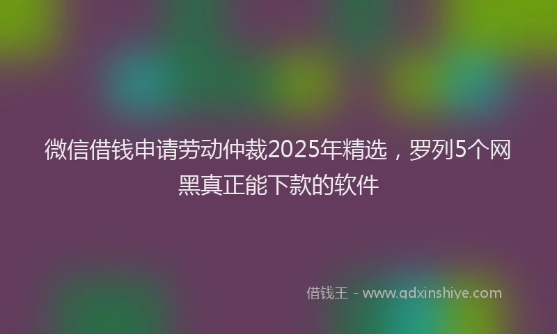 微信借钱申请劳动仲裁2025年精选，罗列5个网黑真正能下款的软件