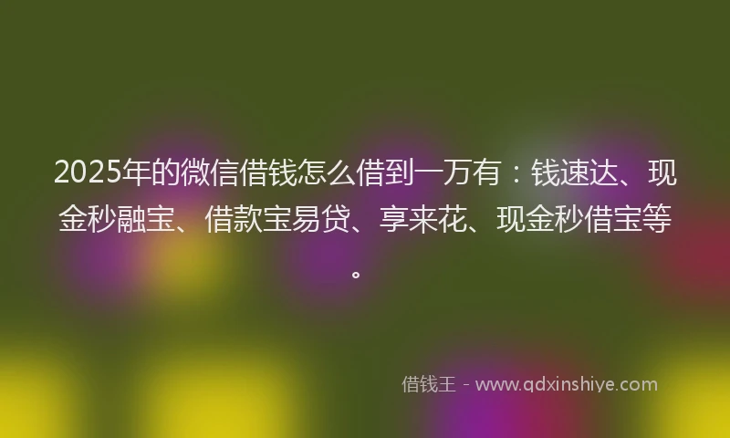 2025年的微信借钱怎么借到一万有：钱速达、现金秒融宝、借款宝易贷、享来花、现金秒借宝等。