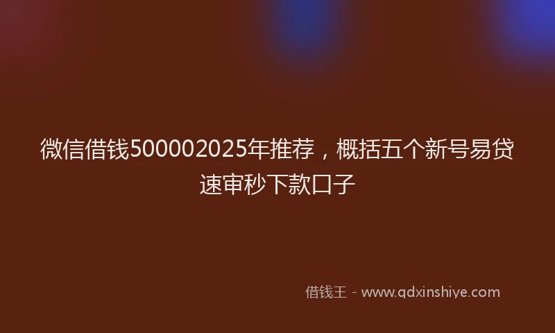 微信借钱500002025年推荐，概括五个新号易贷速审秒下款口子