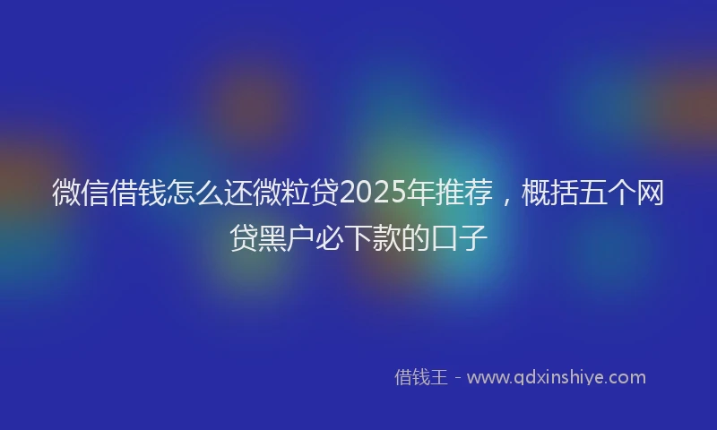 微信借钱怎么还微粒贷2025年推荐，概括五个网贷黑户必下款的口子