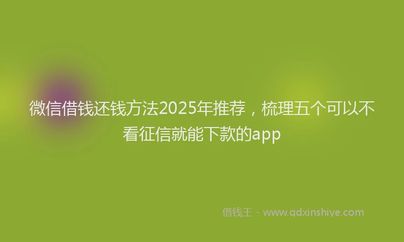 微信借钱还钱方法2025年推荐，梳理五个可以不看征信就能下款的app