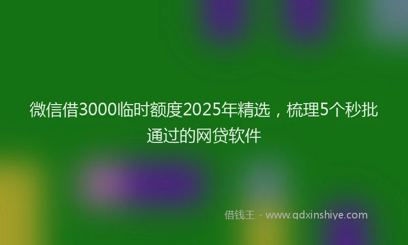微信借3000临时额度2025年精选，梳理5个秒批通过的网贷软件