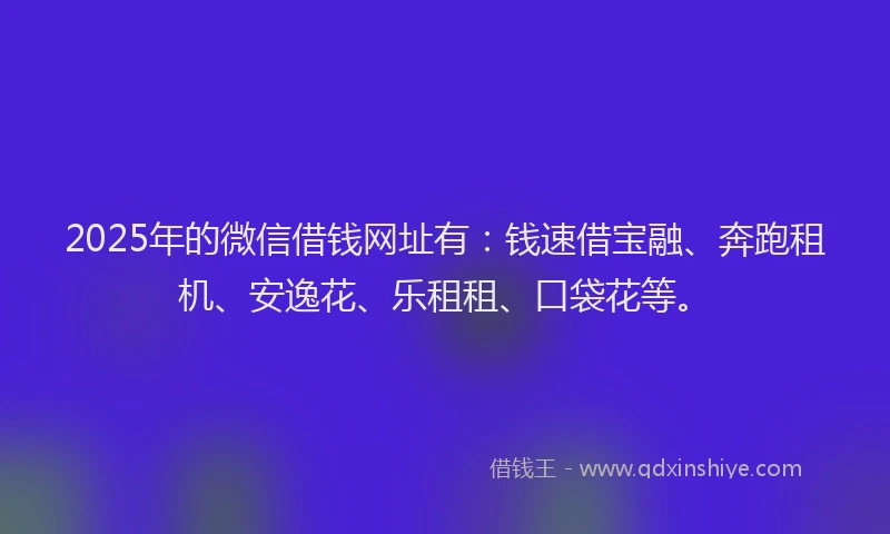 2025年的微信借钱网址有：钱速借宝融、奔跑租机、安逸花、乐租租、口袋花等。