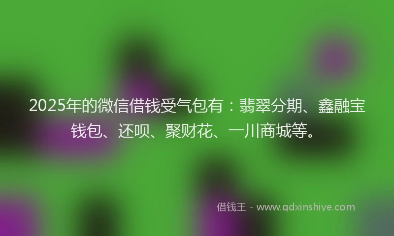2025年的微信借钱受气包有：翡翠分期、鑫融宝钱包、还呗、聚财花、一川商城等。