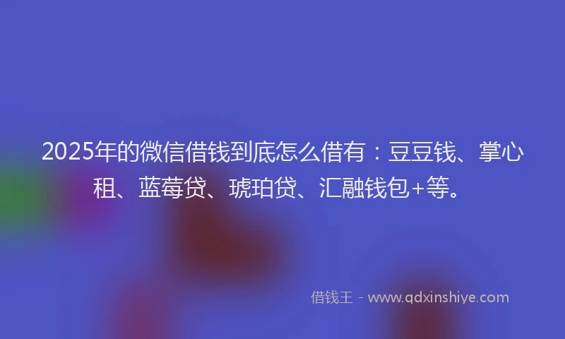 2025年的微信借钱到底怎么借有：豆豆钱、掌心租、蓝莓贷、琥珀贷、汇融钱包+等。
