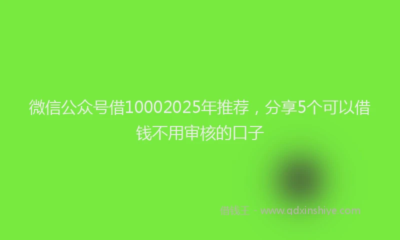 微信公众号借10002025年推荐，分享5个可以借钱不用审核的口子