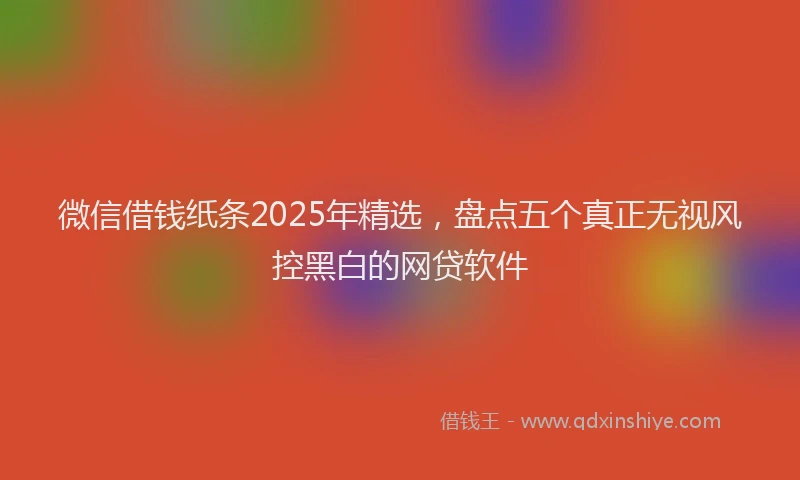 微信借钱纸条2025年精选，盘点五个真正无视风控黑白的网贷软件