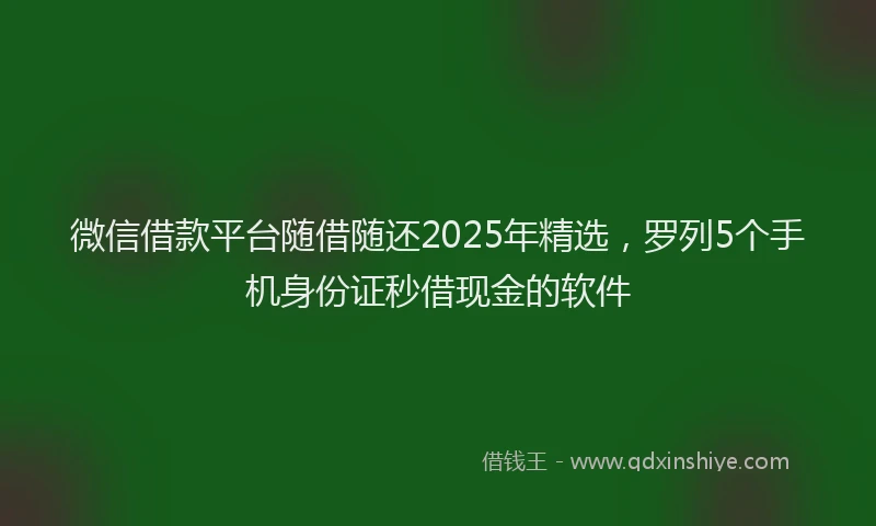 微信借款平台随借随还2025年精选，罗列5个手机身份证秒借现金的软件