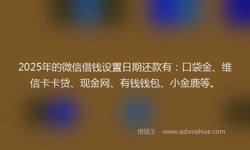 2025年的微信借钱设置日期还款有：口袋金、维信卡卡贷、现金网、有钱钱包、小金鹿等。