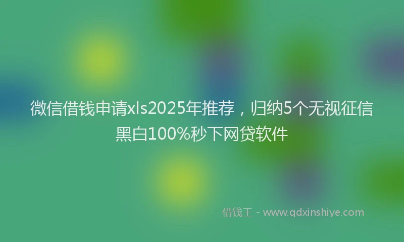 微信借钱申请xls2025年推荐，归纳5个无视征信黑白100%秒下网贷软件